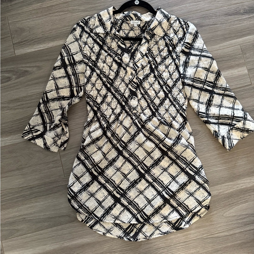 Kismet Plaid Black and White Women's Top